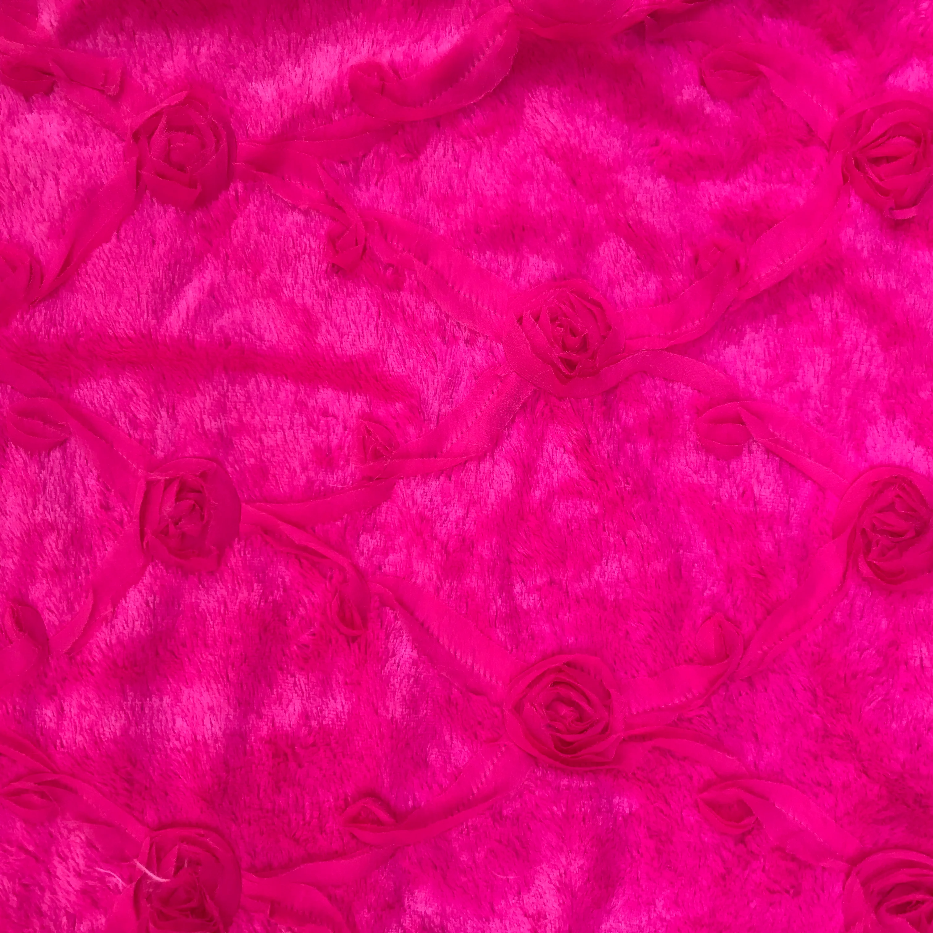 Blanket, Embroidered Roses in Hot Pink - Image 3